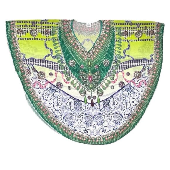 Original Green Embellished Short Round Kaftan OS - Picture 2 of 16